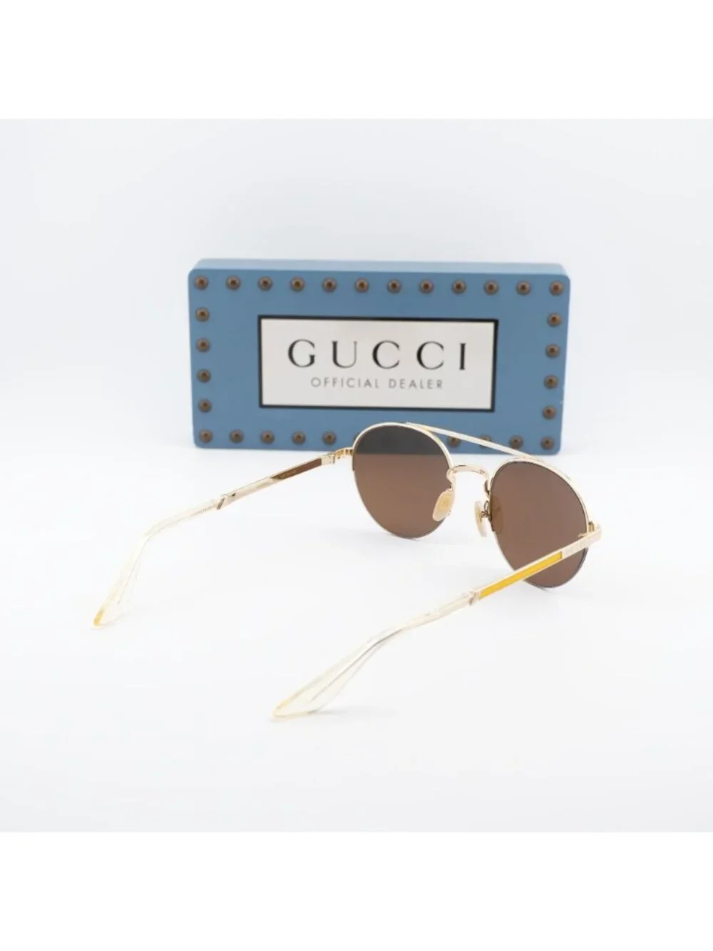 Gucci GG0984S 002 Round Unisex Sunglasses - Gold / Brown